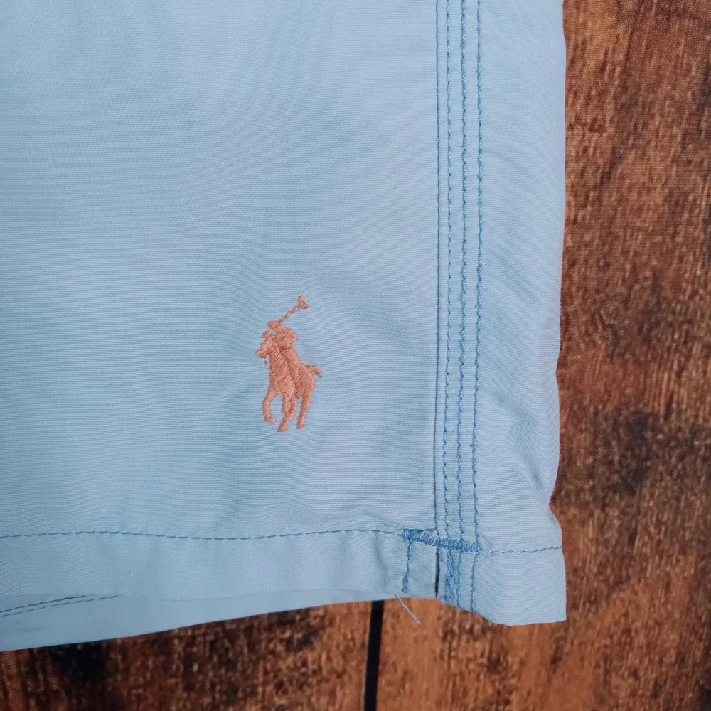 Polo Ralph Lauren Mens Swim Trunks Light Blue Cargo Pocket Board Shorts Large